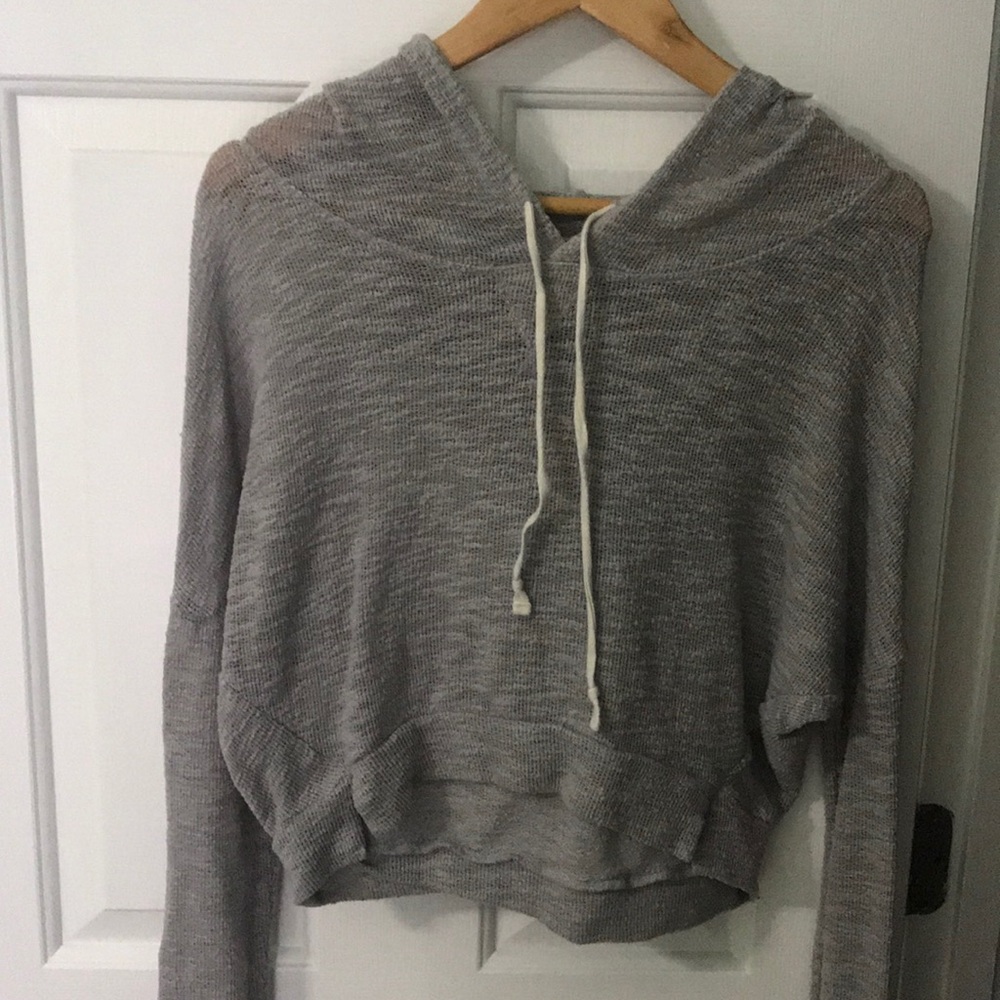 Gray Cropped See Through Hoodie